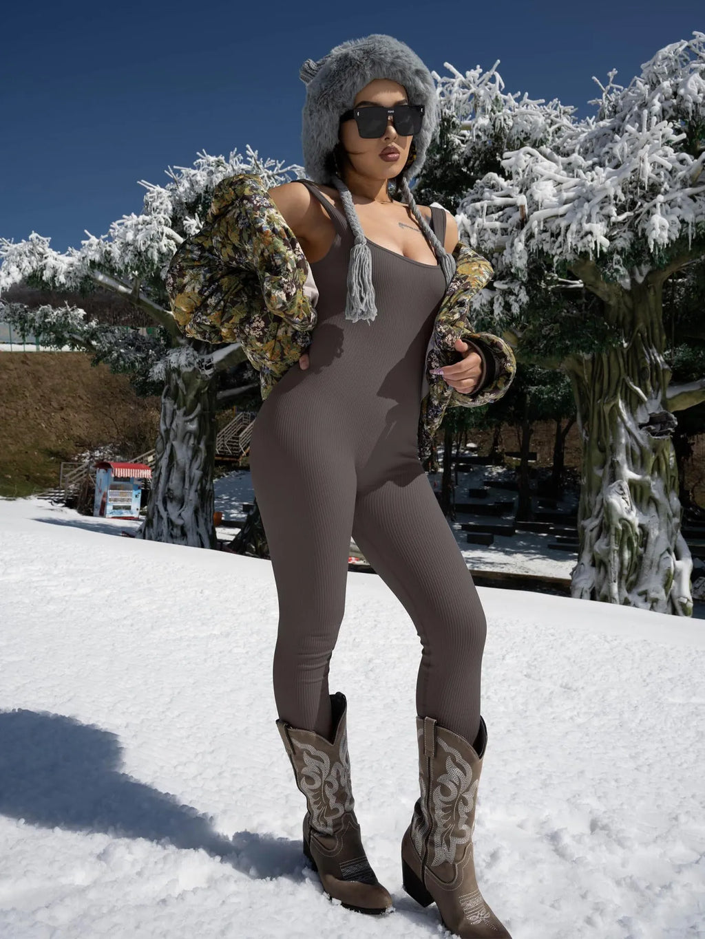 Women's long sleeve suspension tights bodysuit with button details in spandex fabric