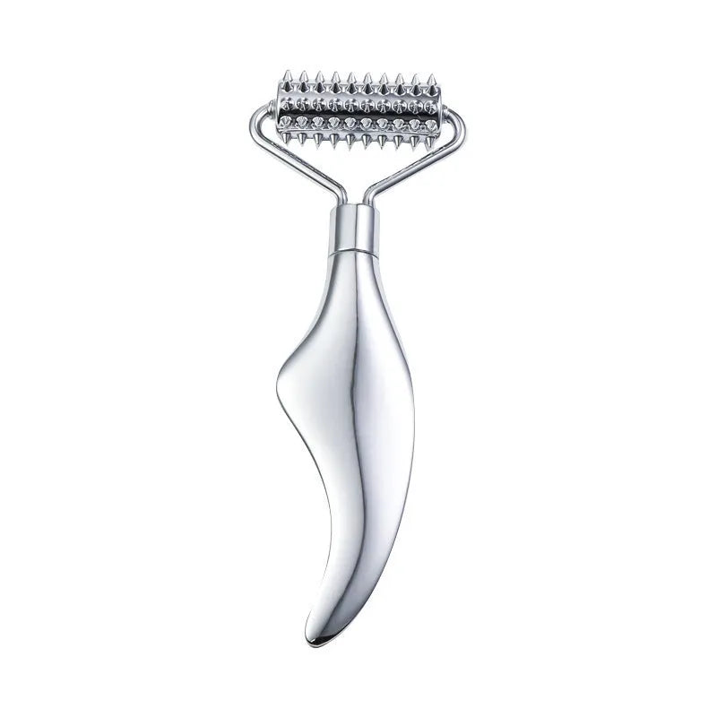 3cm stainless steel facial massage tool with roller and scraping plate components