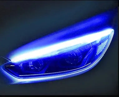 Flexible silicone car LED daytime running light strip with flowing turn signal animation