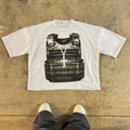 Printed cotton short sleeve t-shirt with retro street style and drop shoulder sleeves