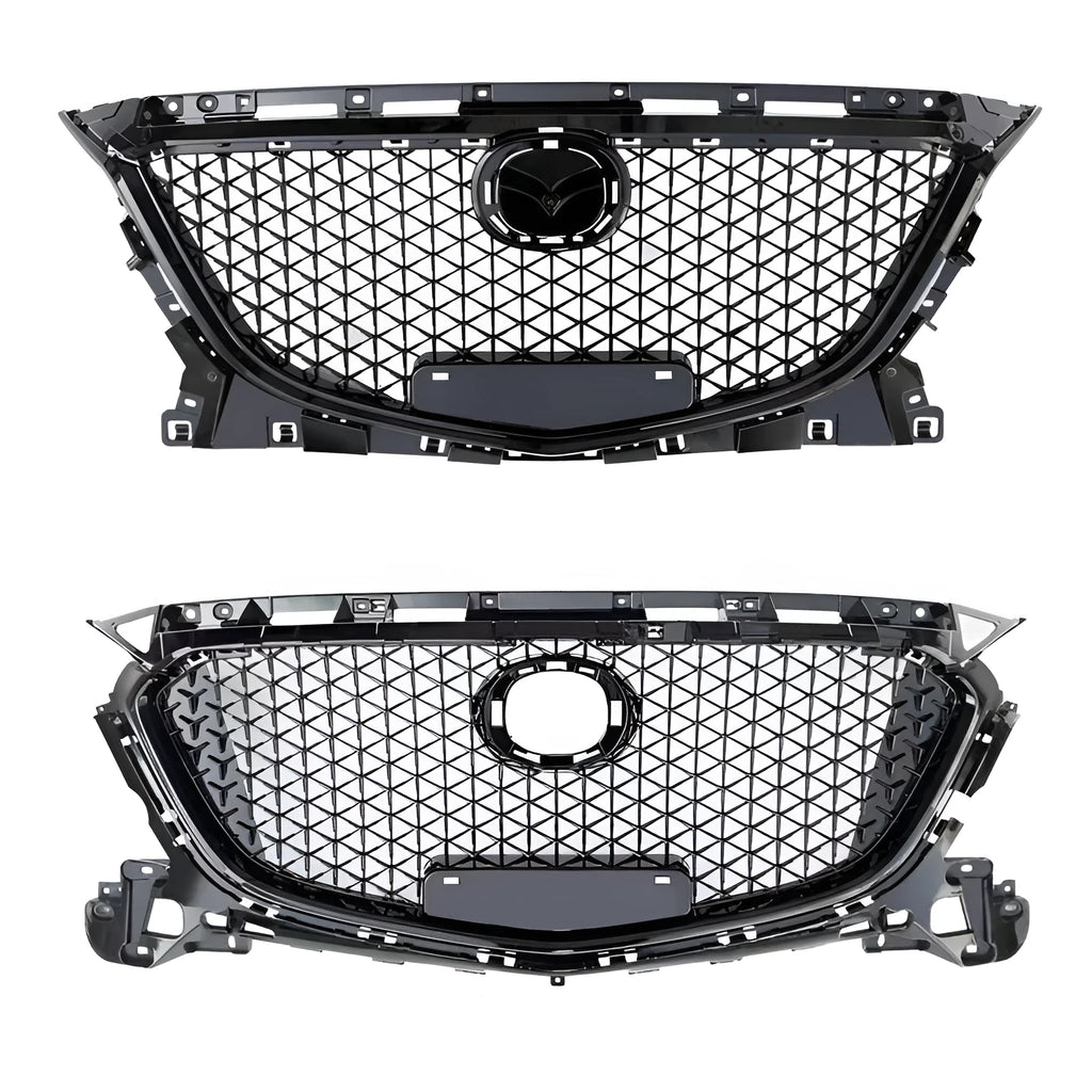 Audi A1 8X front splitter retrofit kit with three-section design in black Unksera pattern.