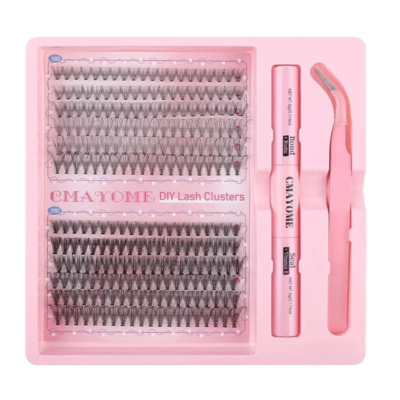DIY single cluster false eyelashes showing individual artificial fibre lashes for custom application