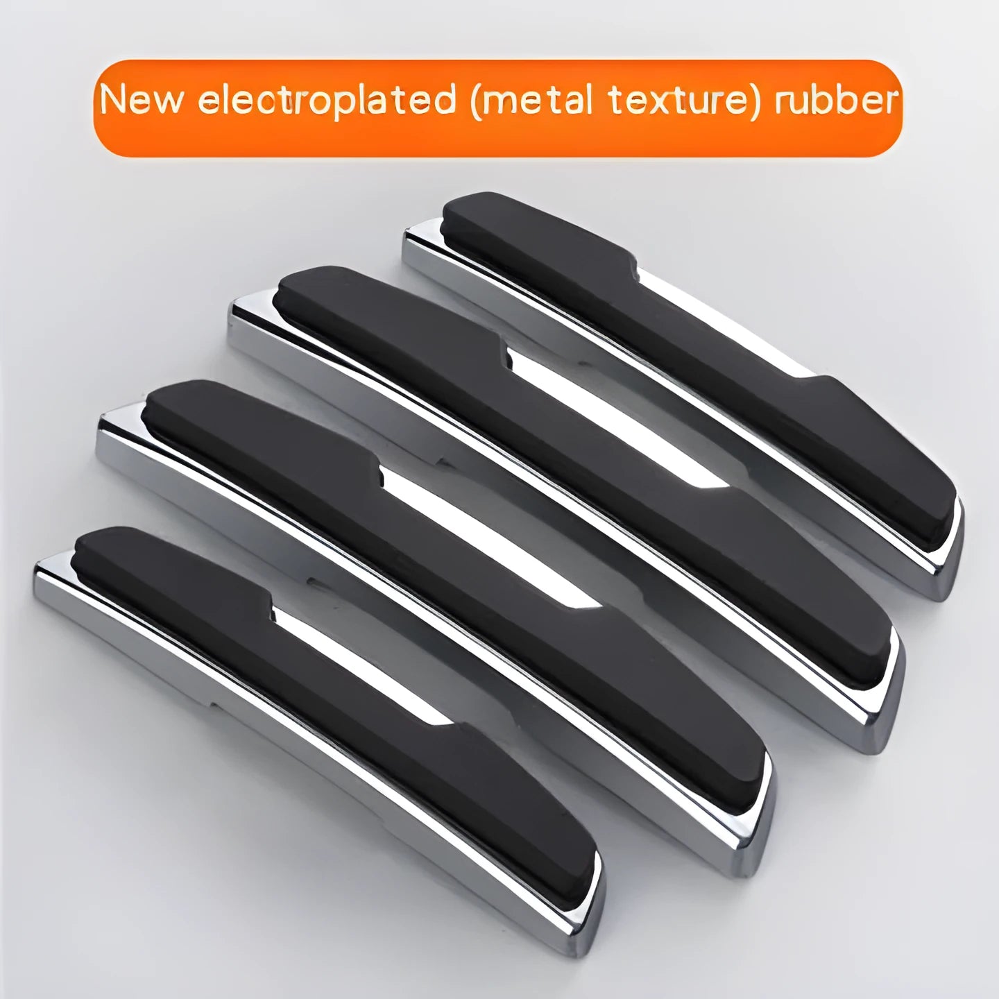 Set of four black plastic silicone car door bumper strips measuring 9.5x2 cm for anti collision protection