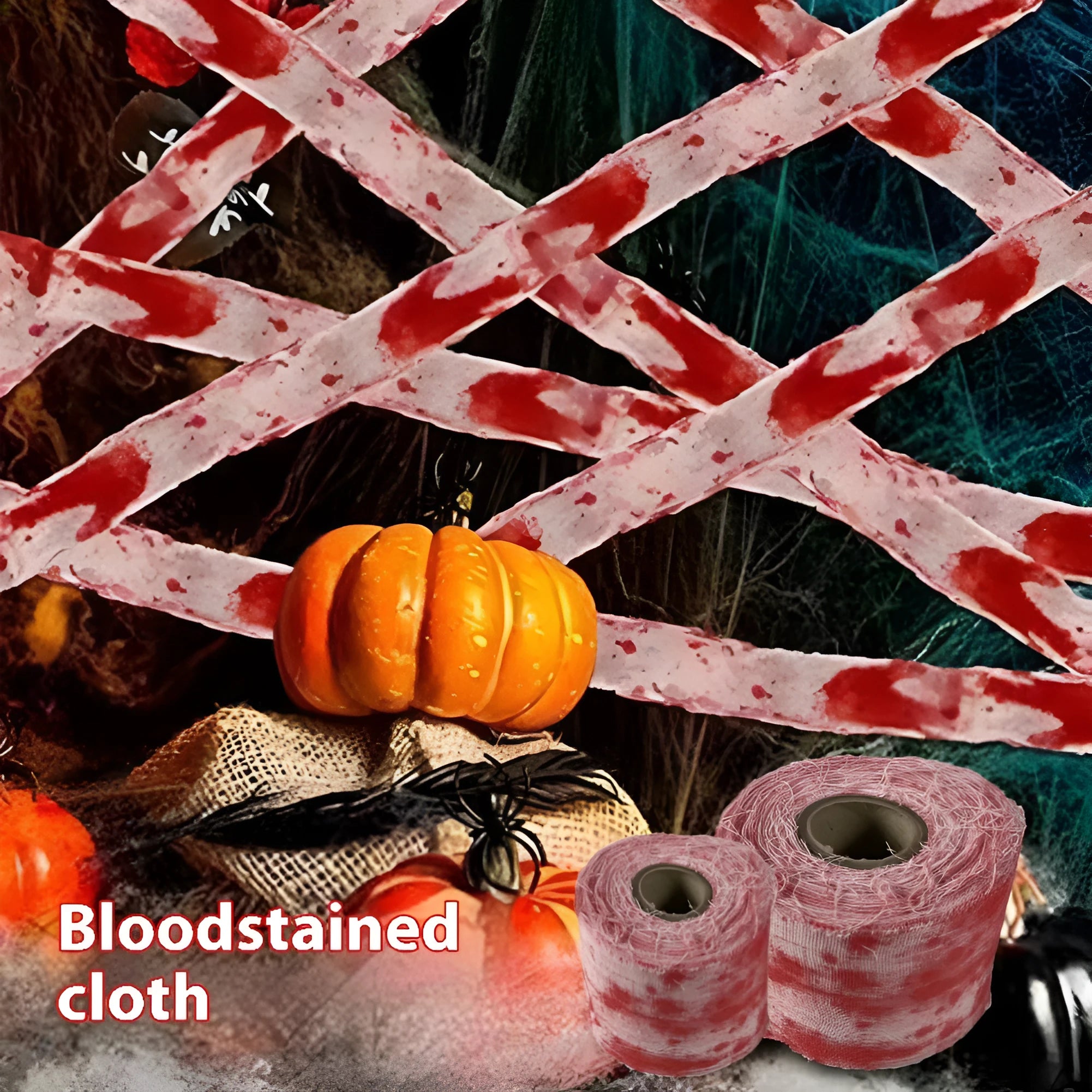 Halloween bloody horror dyed gauze bandage on 8cm wide polyester fabric roll