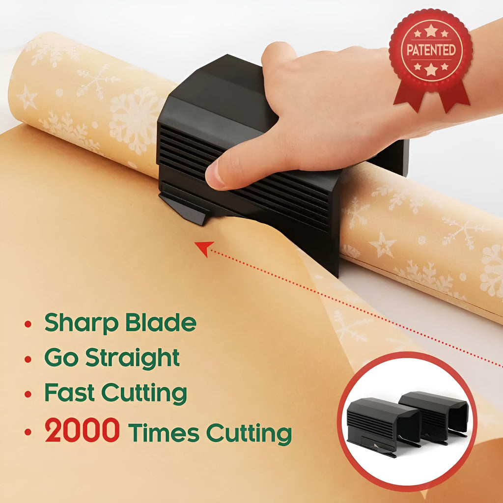 Creative plastic roll paper cutter in black for cutting wrapping paper and scroll packaging