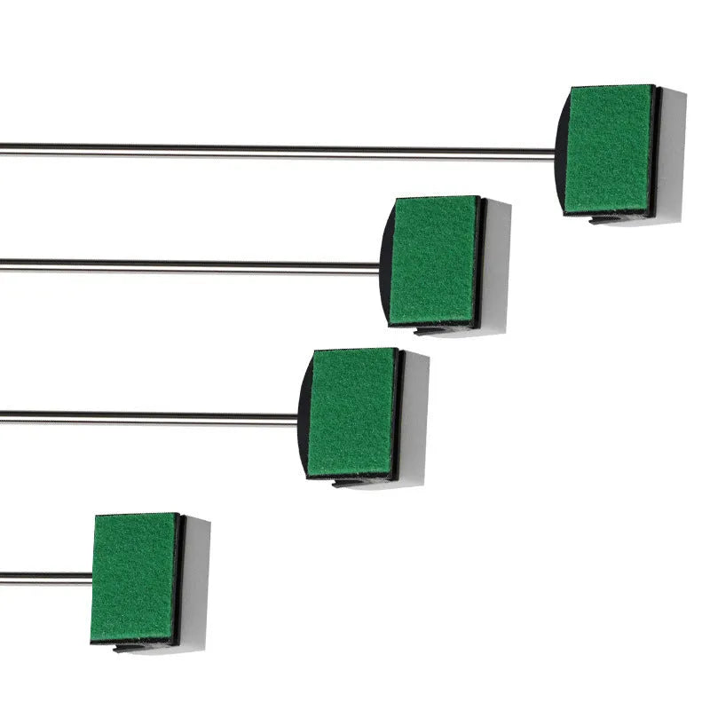 Fish tank aquarium cleaning sponge double brush tool with long stainless steel handle on glass tank