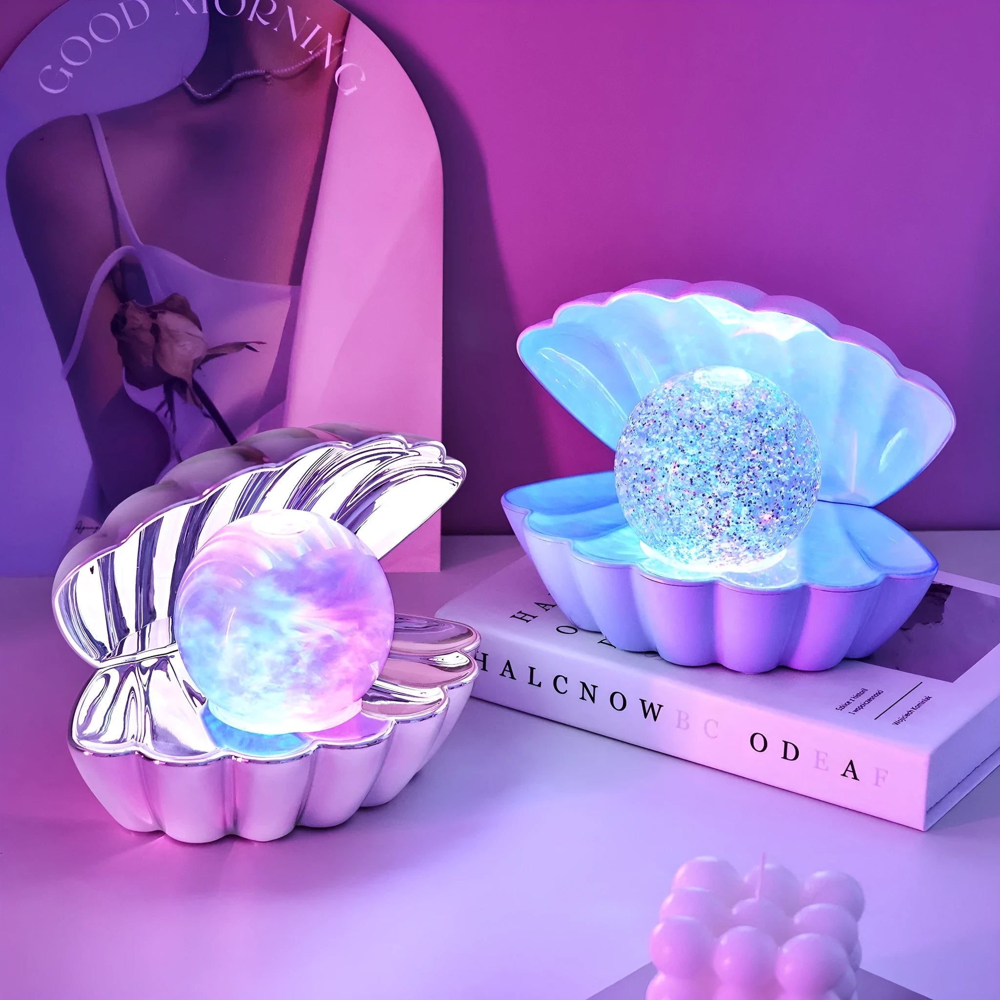 Shell-shaped neon ambience light decorative night lamp with battery operation