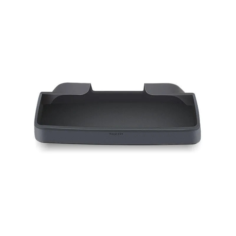 Black silicone car glasses case attached to Tesla Model 3 armrest box for sunglasses storage
