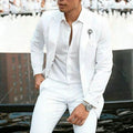 White men's slim fit two-piece wedding suit with cotton acetate fabric