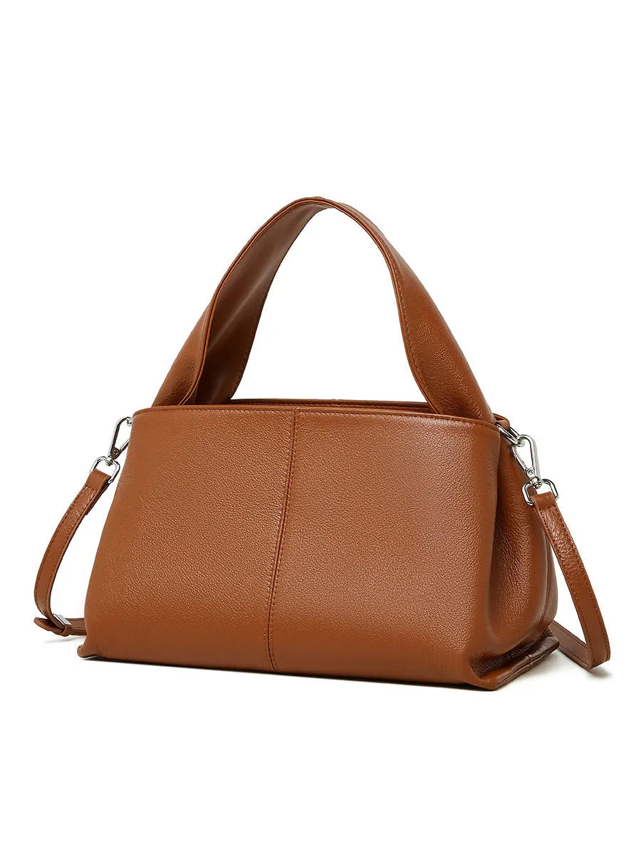 Women's messenger bag in genuine cowhide leather with double shoulder straps and square shape