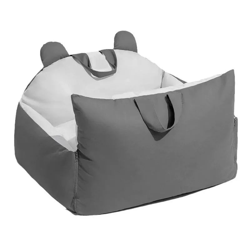 Removable washable dog car kennel in beige colour with universal fit for vehicle travel