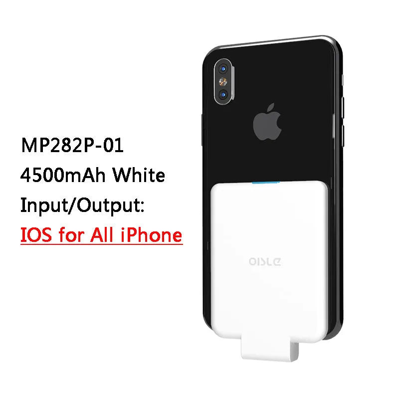 4500mAh back clip battery for iPhone Android Type-C in black, compact size 90mm x 61mm x 9mm