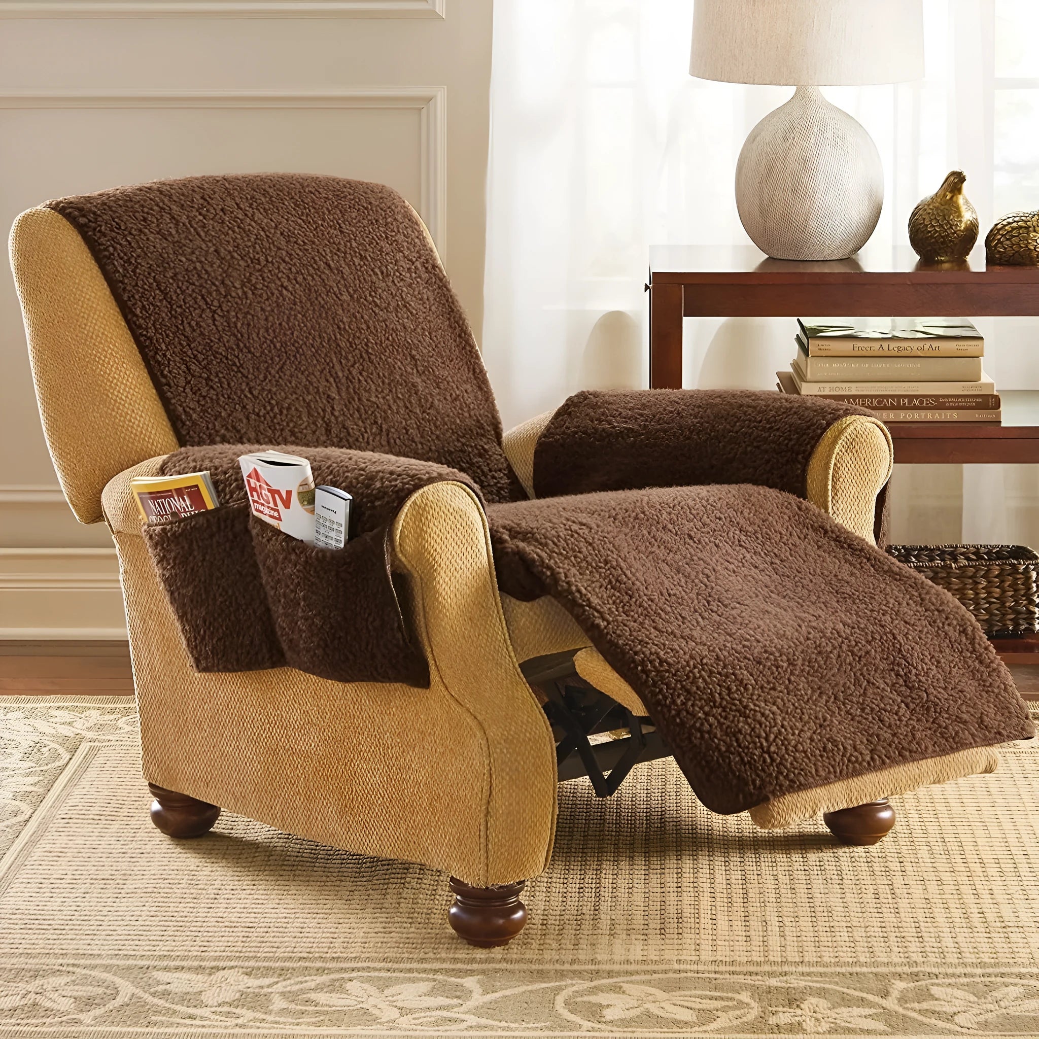 Polyester sofa cushion dust cover in lambswool colours with universal fit for furniture protection