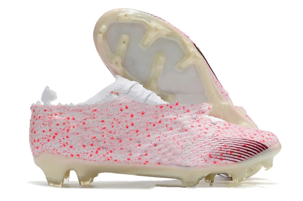 Men's black knitted football shoes with built-in air cushion sole and rubber FG studs