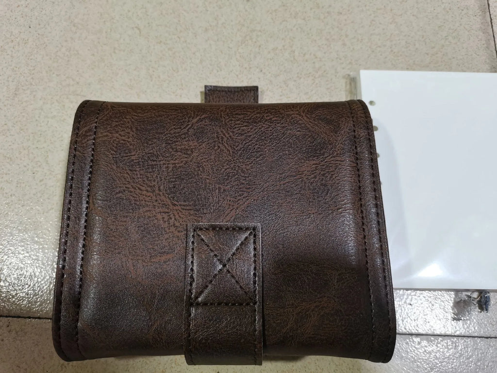 Brown retro leather buckle notebook with loose-leaf binding and PU cover