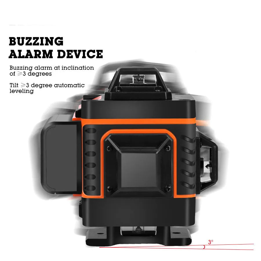 Self-leveling rotating laser level with green beam and rechargeable battery on wall sticker mount