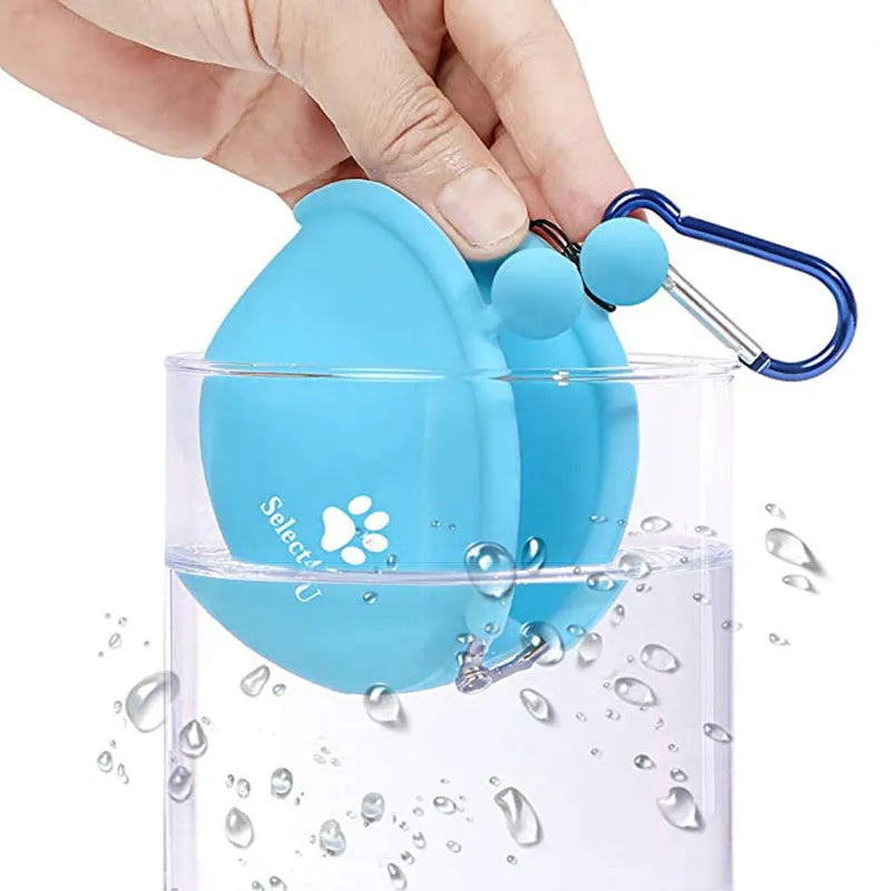 Silicone dog treat waist pouch with hook-and-loop closure in assorted colours