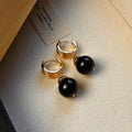 Geometric round Tigereye earrings with gold plating in brown and black colour options