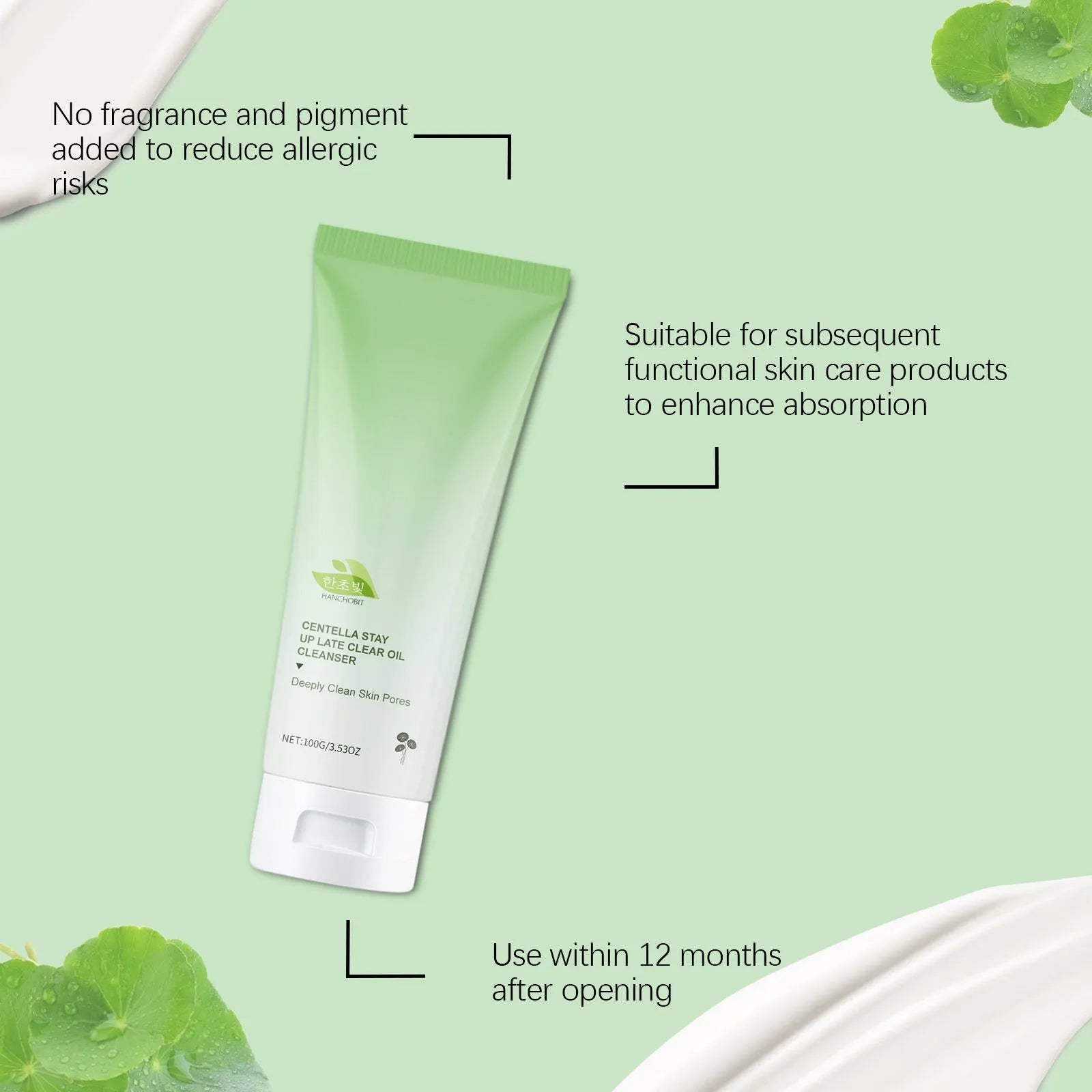 Centella Stay Up Late Clear Oil Cleanser 100g in a tube, oil-based formula with botanical extracts