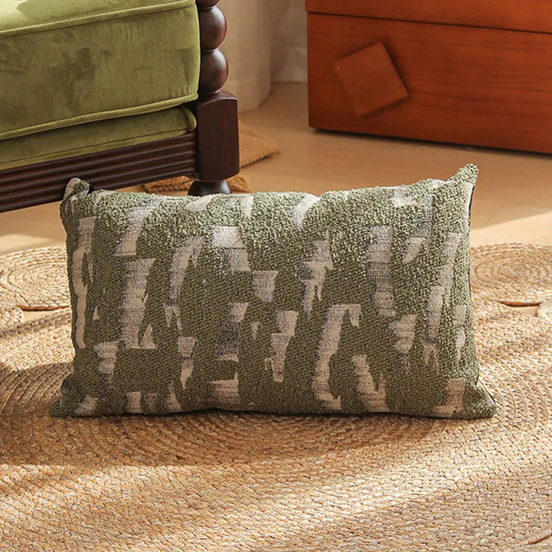 45x45cm square jacquard cushion cover with woven botanical floral pattern in retro Nordic style.