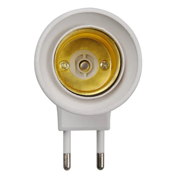 White E27 screw lamp holder wall plug adapter with on-off switch and bakelite construction