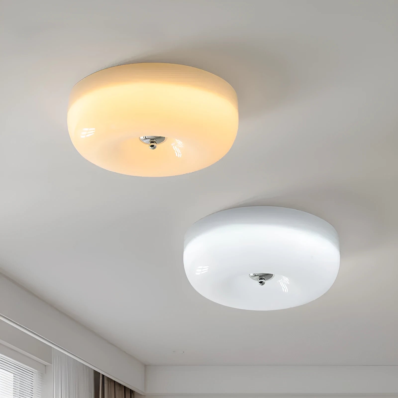 Cream coloured American vintage style bedroom ceiling light with three-colour switching