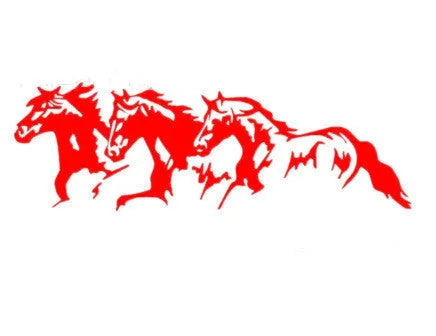 New Three Horses car decal sticker with steed design in black, shown at 25cm by 8cm size.