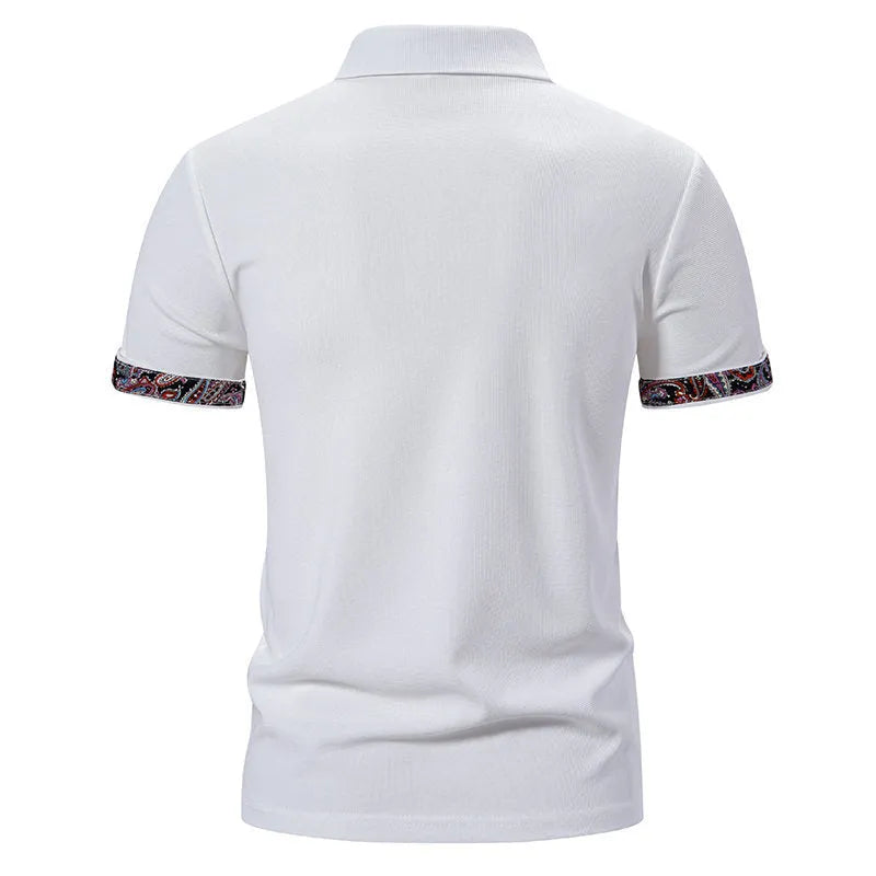 Men's cotton blend polo shirt with turnover collar and colour stitching in three colour options