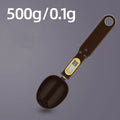 Household electronic measuring spoon scale with ABS plastic body, 500g/0.1g display, 23.2cm total length, black colour
