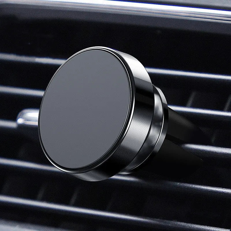 Magnetic car phone holder with aluminium alloy CD-texture finish in three colour options