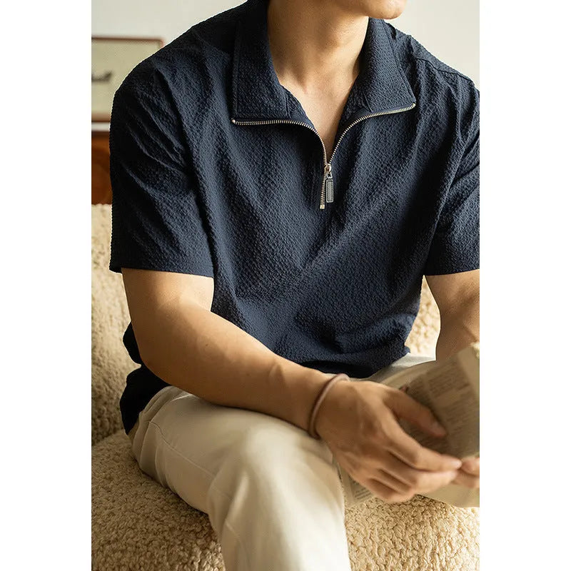 American quick-drying ice silk short sleeve t-shirt in cedar green, loose fit 100% polyester summer casual