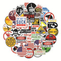 50 pack of waterproof PVC warning stickers for motorcycle helmets measuring 6-8cm