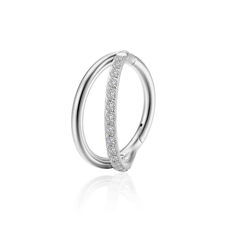 Titanium alloy fork-style nose ring body jewellery in silver, gold, black or rose gold finish.