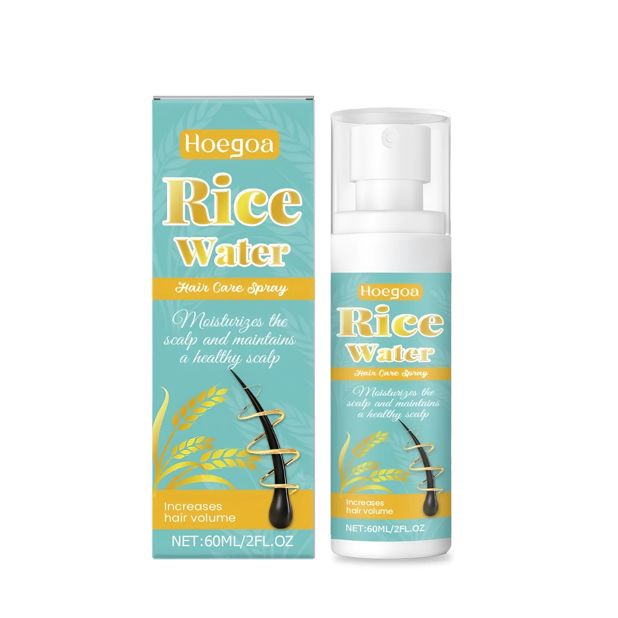 60ml hair care spray with ginger root oil and rosemary leaf oil ingredients listed