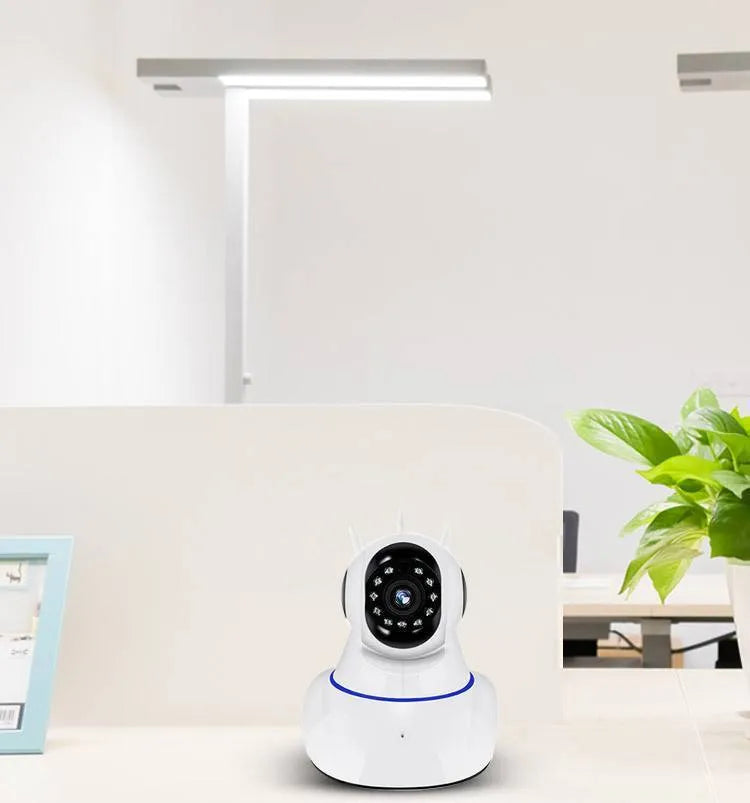 White dome-style wireless surveillance camera with 2MP resolution and 3.6mm lens for indoor/outdoor use