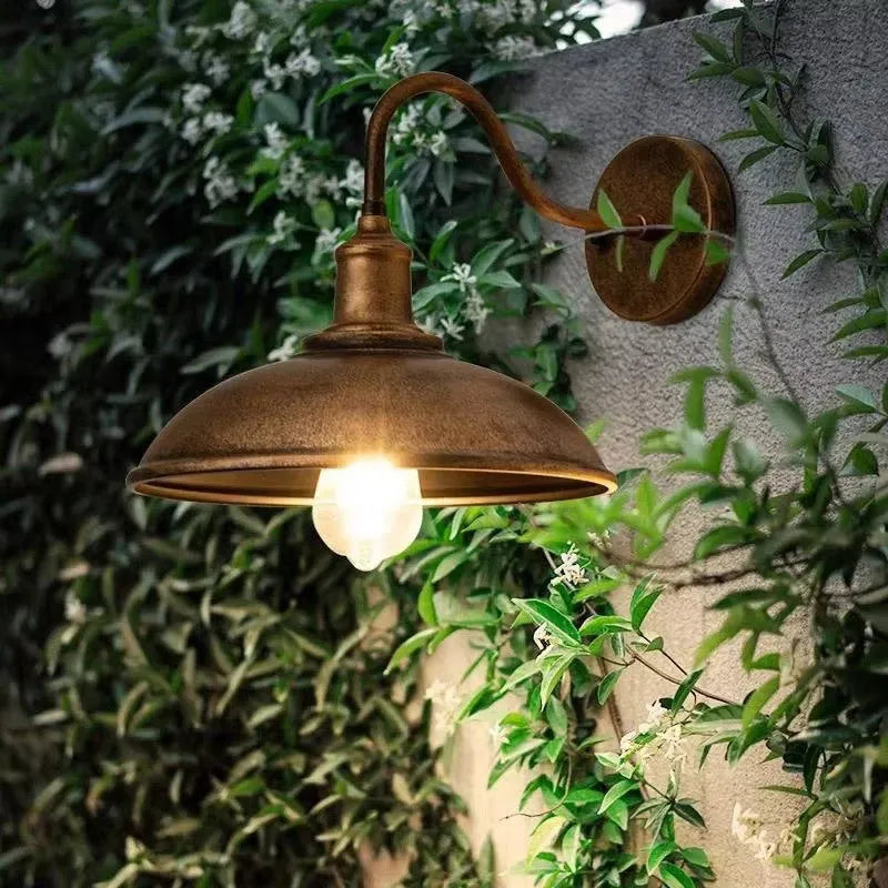 Retro style villa courtyard wall lamp in copper or silver finish with right angle or bevel design