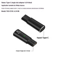 Black USB-C charging adapter for 4.3V electric shavers and hair clippers with aluminium alloy housing