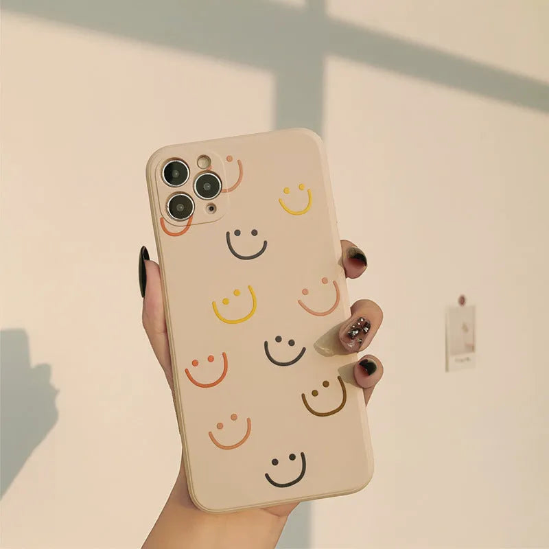 Simple TPU phone case back cover with painted smiley design for iPhone X