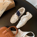 Retro German training women's sports casual shoes flat heel round toe artificial PU upper lace-up beige khaki