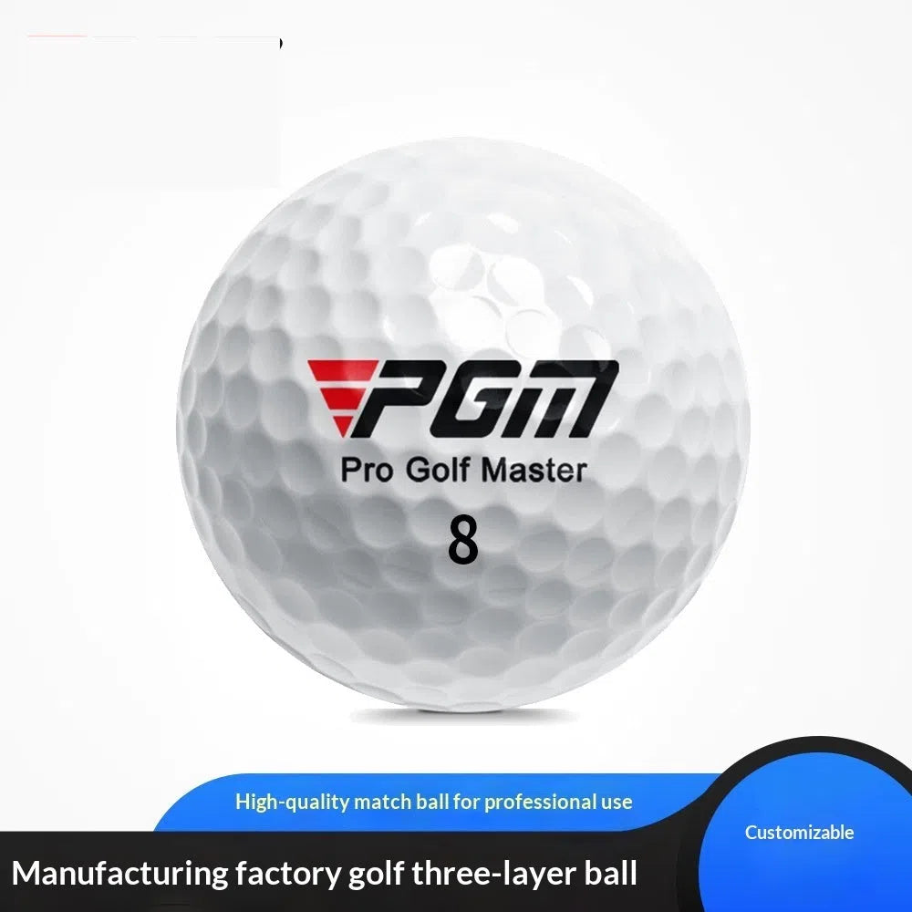 White three-layer golf ball with titanium sarin outer, 44g, 42.7mm diameter