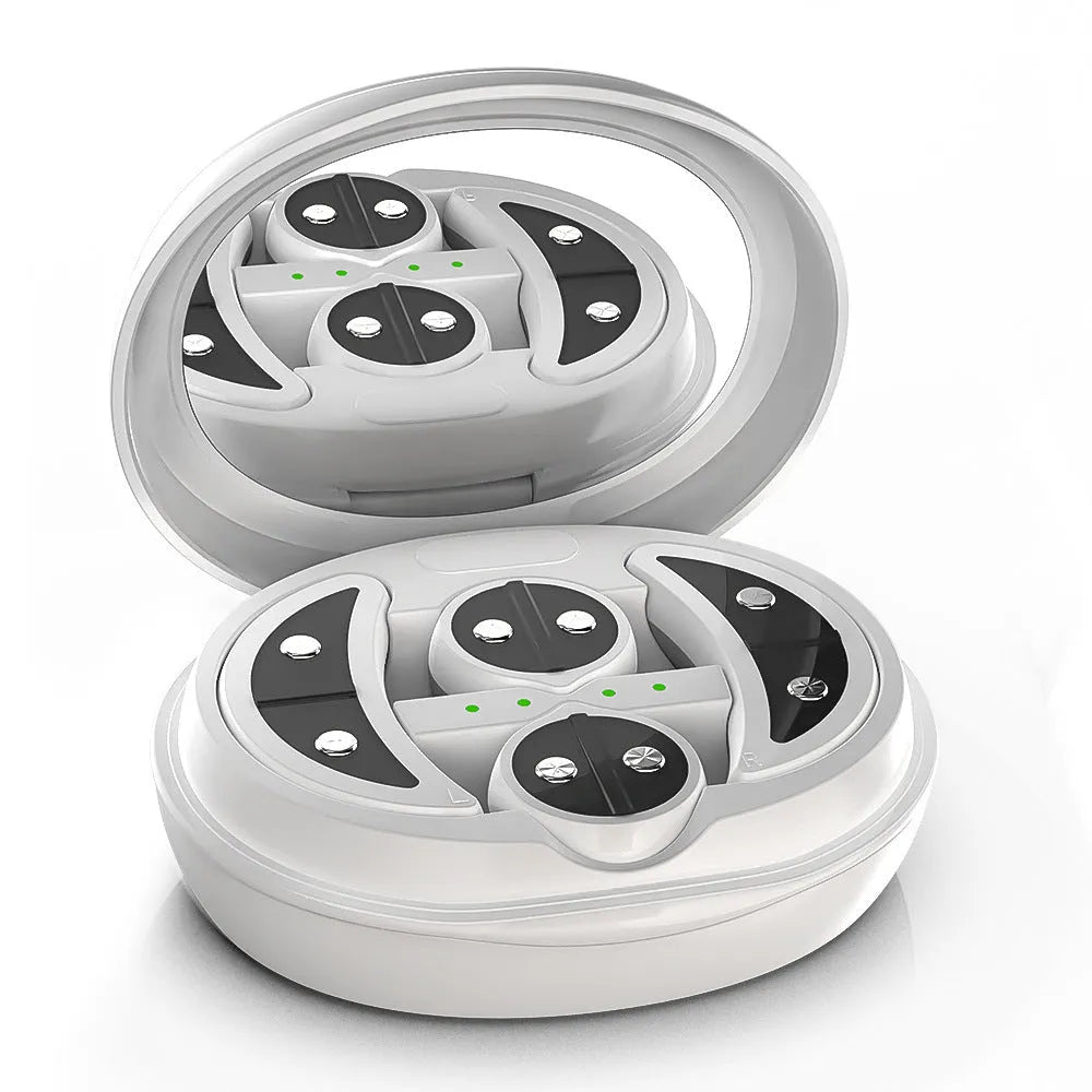 White wireless red light EMS eye and facial massager device for home beauty treatments