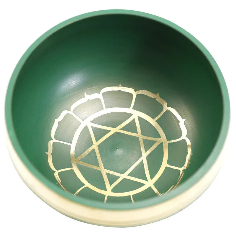 Handmade Himalayan singing bowl in colourful design for meditation and yoga