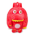 Blue dinosaur plush backpack with embroidery detailing and soft handle for children