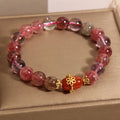 Natural Super Seven crystal bracelet for women, red agate colour, fresh sweet cartoon style