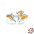 Silver cartoon corgi pet ring for women, electroplated in SCR1014-E colour.