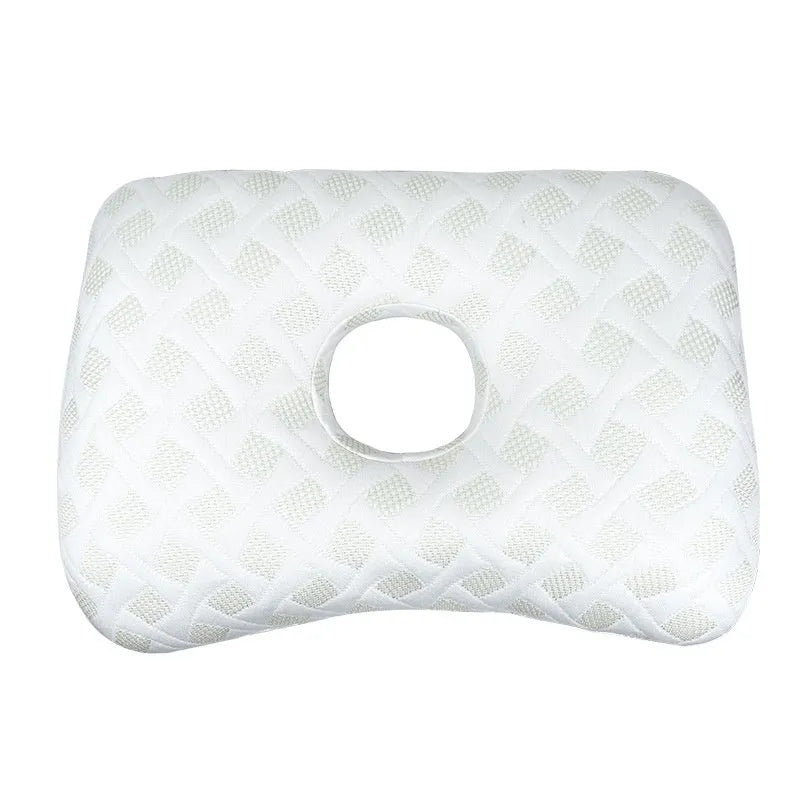 Beauty salon single hole ear pillow in grey with detachable cover, shown next to a tape measure indicating 39cm length.