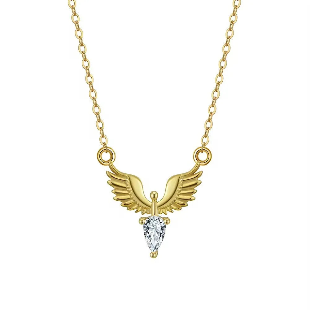 925 sterling silver eagle pendant necklace with adjustable O-ring chain in white gold finish