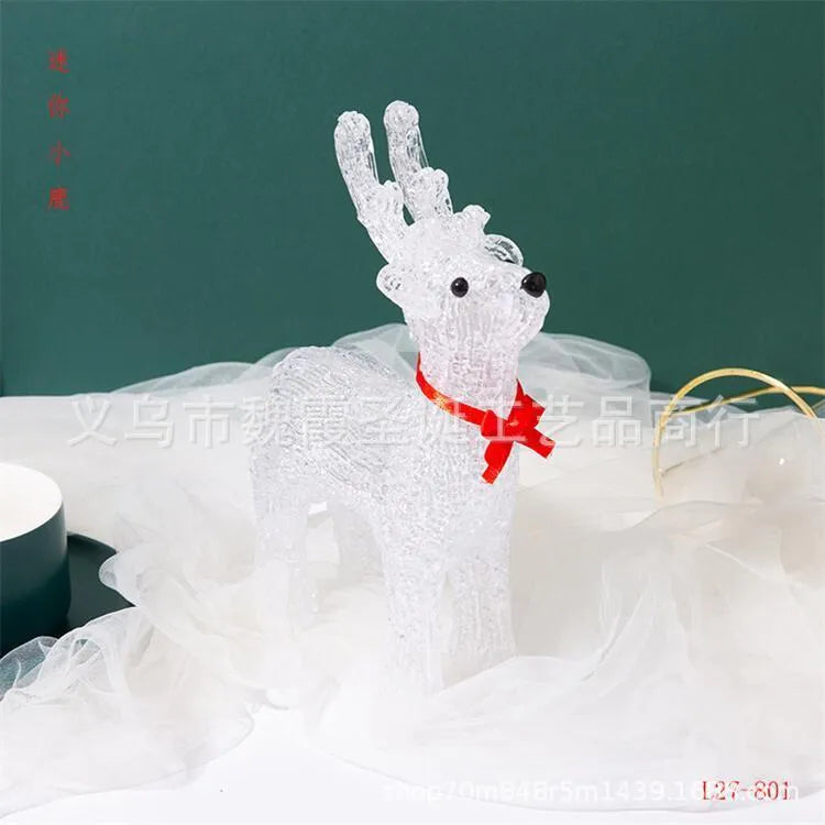Acrylic 3D deer lamp with warm light, epoxy finish, for outdoor Christmas decoration