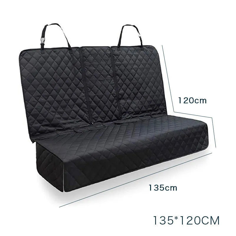 Black Oxford cloth car pet mat measuring 135x120cm with zipper fastening for rear seat protection