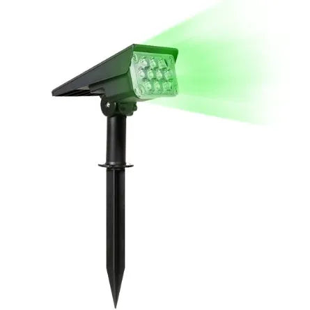 Black adjustable solar spotlight garden light with cold white 6000K LED, poly-crystalline panel, and IP65 waterproof rating